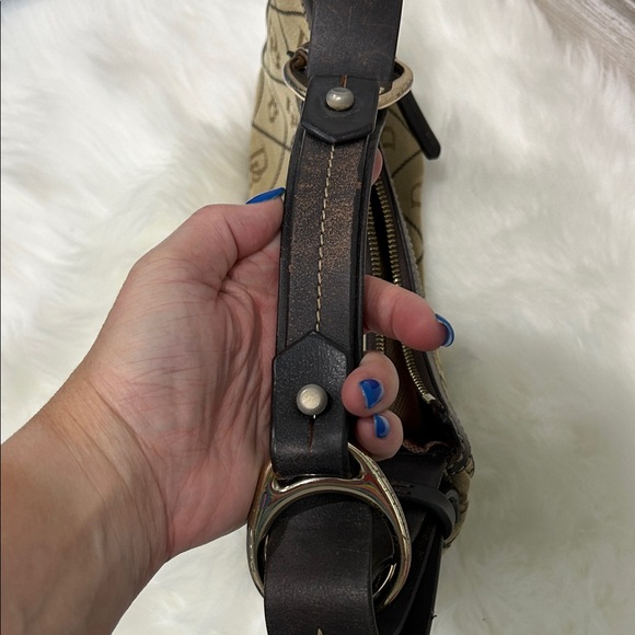 Dooney & Bourke Tan and Brown Monogram Shoulder Bag - Picture 5 of 6